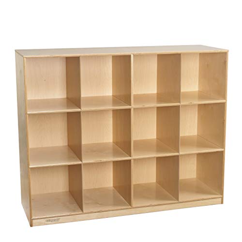 Childcraft 1464173 Mobile Mini Storage Locker, 12-Cubby, Wood, 51-1/2" x 16-7/8" x 42", Natural Wood Tone