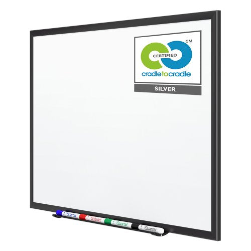 Quartet Porcelain Magnetic Whiteboard, 5 x 3 Feet, Black Aluminum Frame (2545B)