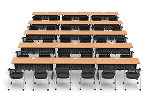 Team Tables 30 Person Folding Training Seminar Tables with Modesty Panel, Shelf, Power+USB Outlet