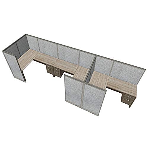 G GOF 3 Person Workstation Cubicle (6'D x 21'W x 4'H) - Office Partition, Room Divider