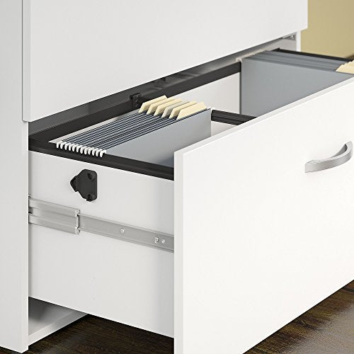 Bush Business Furniture Studio C 2 Drawer Lateral File Cabinet - Assembled, Locking, White