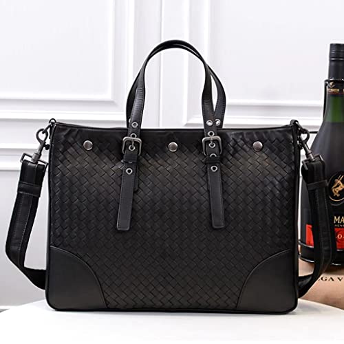 FXZMJN Men Genuine Leather Handle Bags Business Classice Woven Handbag Crossbody Bag (Color : A, Size : One Size)