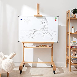 HYDT Wooden Floorstanding TV Stand Easel with Storage Shelf