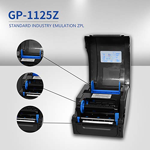 GAINSCHA GP-1125Z Thermal Transfer Desktop Printer Print Width of 4 inch,USB Serial Parallel and Ethernet Connectivity, Thermal Barcode Printer Professional Edition 4 Inch Label Print