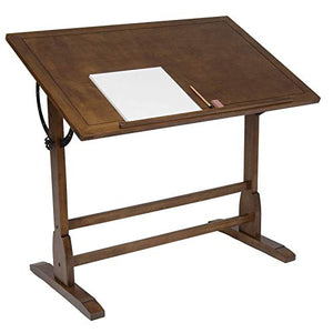 Studio Design Vintage Drawing Drafting Wooden Craft Desk, Rustic Oak (2 Pack)