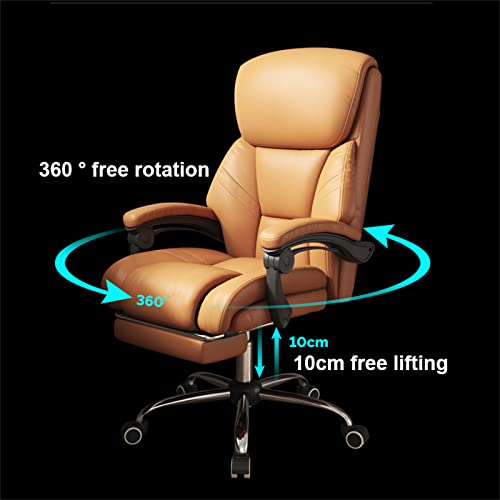 YokIma PU Leather High Back Swivel Rolling Game Chair with Armrest and Retractable Footrest - Ergonomic Office Chair for Home Bedroom, Orange