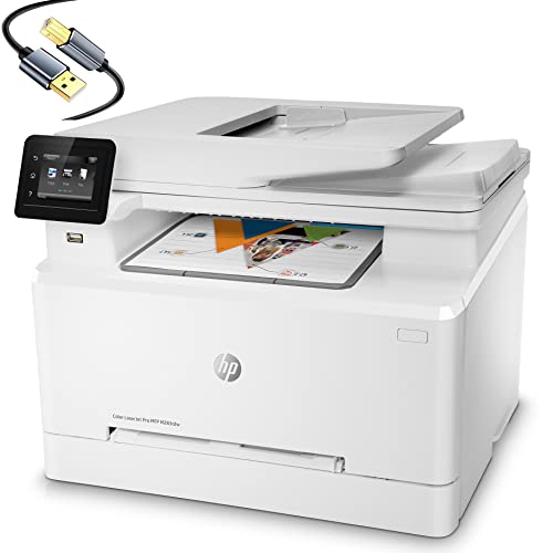 HP Laserjet Pro MFP M283cdwC All-in-One Wireless Color Laser Printer - Print Scan Copy Fax - 2.7" Touchscreen, 22 ppm, 600 x 600 dpi, 50-Sheet ADF, Auto Duplex Printing, Ethernet, Cbmou Printer_Cable