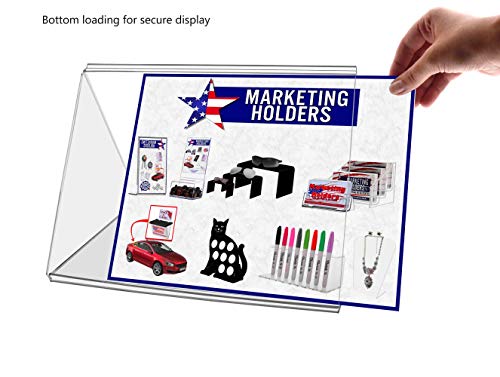 Marketing Holders Sign Holder Top Load Three Sided Table Tent 8.5"w x 11"h Frame Restaurant Menu Ad Display Stand Tabletop Value Pack of 20