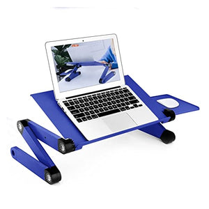 EYHLKM Adjustable Lap Aluminum Laptop Desk for Bed Table Ergonomic Portable Notebook Stand Tray Sofa Bed (Color : Blue)