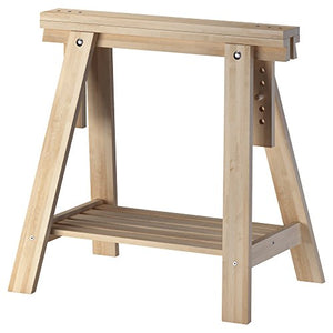 IKEA Beech Wood Desk Table Leg Trestle with Shelf , Height and Angle Adjustable , Also Great for Drafting Table Tops