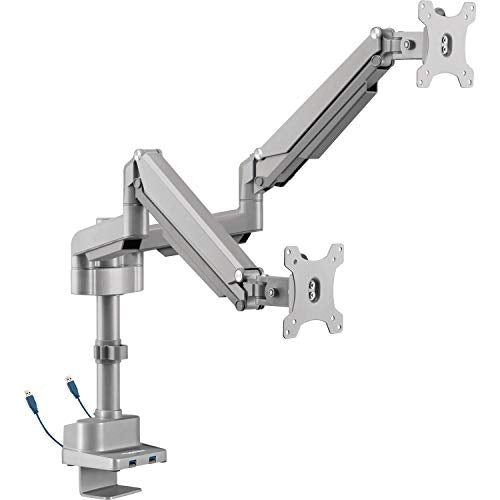 Lorell 99803 USB Pole Dual Monitor Mounting Arm, Gray