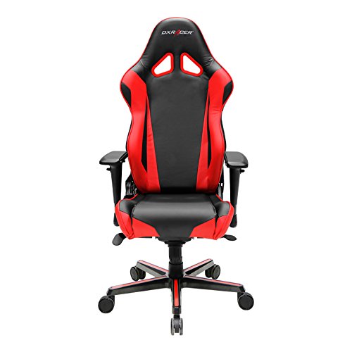 DXRacer OH/RV001 Racing Bucket Seat Office Chair Gaming Ergonomic with Lumbar Support (Black, Red)