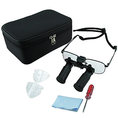 6.0X Magnification Dental Loupes, Prismatic Keplerian Style Titanium Frame, Dental Surgical Medical Binocular 45mm Field of View + 25mm Depth of Field + 420mm Working Distance