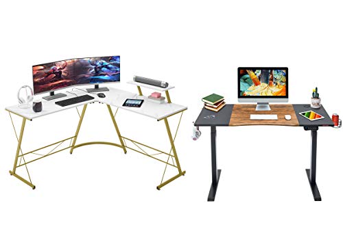 Mr IRONSTONE Electric Height Adjustable Desk 47.2" Standing Desk Sit to Stand Home Office Computer Desk & L-Shaped Desk 50.8" Computer Corner Desk, Home Gaming Desk, Office Writing Workstation