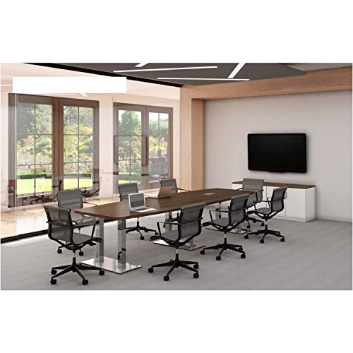 Generic 8 ft Modern Executive Conference Room Table with Metal Steel Legs - Mahogany