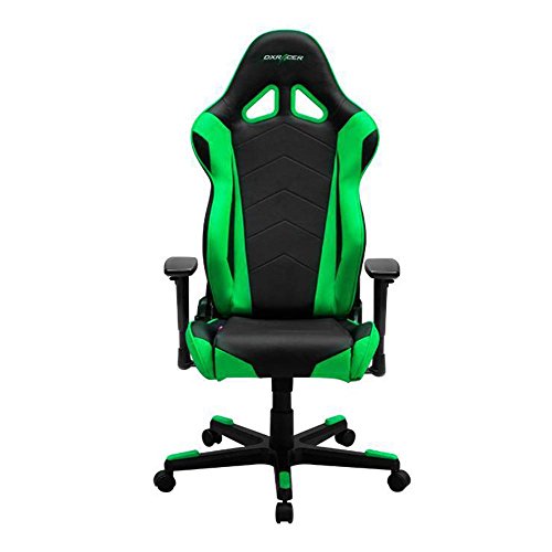 DXRacer OH/RE0/NE Black & Green Racing Series Gaming Chair Ergonomic High Backrest Office Computer Chair Esports Chair Swivel Tilt and Recline with Headrest and Lumbar Cushion + Warranty