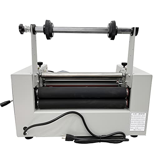 INTSUPERMAI Thermal Roll Laminator Machine 14.17in / 360mm Hot Cold 110V Single & Double Side Laminating Steel Rollers