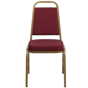 LIVING TRENDS Marvelius Trapezoidal Banquet Chair 20 Pack - Burgundy Patterned Fabric, Gold Frame