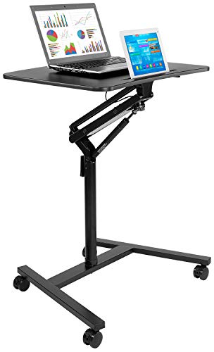 Mount-It! Mobile Standing Laptop Desk with Gas Spring Lift Mechanism, Black