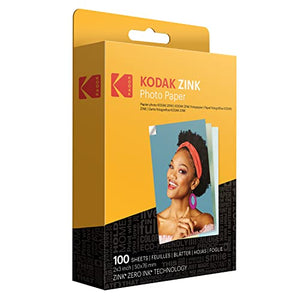 Kodak 2"x3" Premium Zink Photo Paper (100 Sheets) & Step Wireless Mobile Photo Mini Printer (White) Compatible w/ iOS & Android, NFC & Bluetooth Devices
