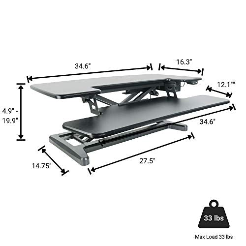 Electric Adjustable Computer Standing Desk Converter, Workstation for Home Office, 37"x20" Stand up Desk Riser, 55 lbs
