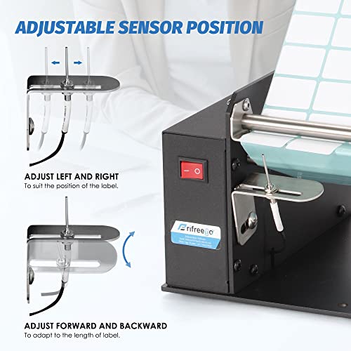 Frifreego Automatic Label Dispenser, Fiber Optic Sensor, for Various Labels Including Clear Labels, Min Label Length 3mm, Label Width 10-162mm, Max Label Dia 200mm