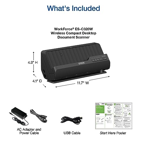 Epson Workforce ES-C320W Wireless Compact Desktop Document Scanner