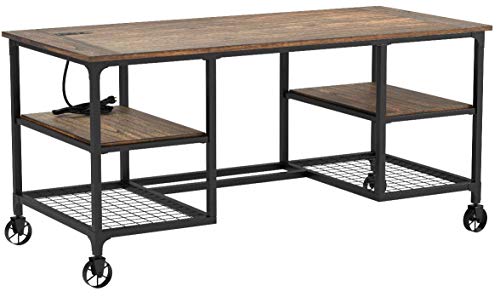 Stone & Beam Elias Industrial Metal Office Computer Desk, 60"W, Brown/Black