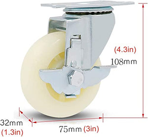 IkiCk Heavy Duty Locking Furniture Casters - Pack of 4 Swivel Plate Castors