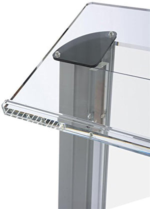 Displays2go Acrylic Podium with Frosted Panel - Clear/Silver (LECTALACF)