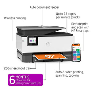 HP OfficeJet Pro 9018e Wireless Color All-in-One Printer with Bonus 6 Months Instant Ink - HP+ (1G5L5A), White