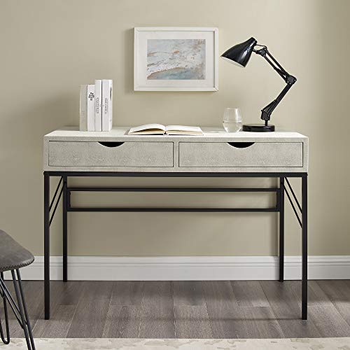 Walker Edison 2 Drawer Modern Wood and Metal Computer Writing Desk Home Office Workstation Small 44 Inch, Off White