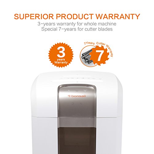 Bonsaii Paper Shredder, Super Micro Cut (1/26 by 5/21 inches) with 7.9 Gallons Wasterbasket, 240 Minutes Continuous Shredding, 5 Sheets, White (5S30)