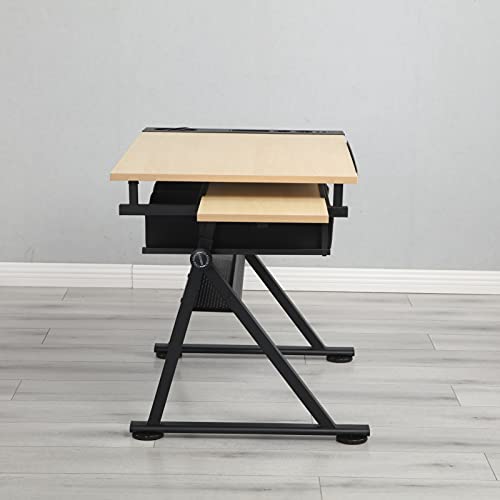 L-sister Perfect Embellishment Adjustable Drafting Table Drawing/Draft/Art/Craft Table/Desk with Stool and Storage Drawers for Artists Easy to Assemble