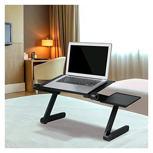 FKSDHDG Adjustable Aluminum Laptop Desk for Bed Table Portable Notebook Stand Tray Sofa Couch with Cooling Fan (Color : A)