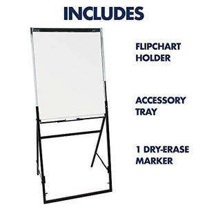 Quartet Futura Easel, Whiteboard/Flipchart, 24 x 36 Inches, Black Frame (351900)