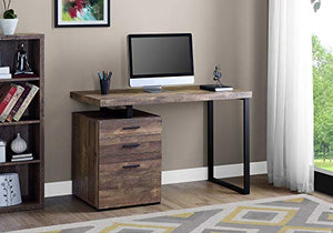 Monarch Specialties Computer Desk with File Cabinet - Left or Right Set- Up - 48"L (Brown Reclaimed Wood Look)