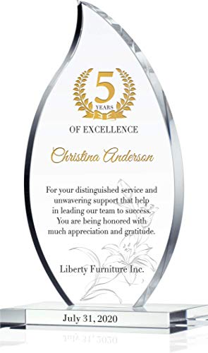 Custom Engrave Crystal Flame Shaped Corporate Service Award Plaque, Personalized with Recipient and Company Name, Unique Crystal Corporate Service Recognition Award Trophy (XL - 12")