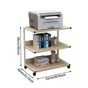 YUEYOULII Desktop Printer Stand Mobile Printer Stand Trolley 3 Layer Shelf Roller Modern Printer Stand Home Office Storage & Organization with Multi-Function Rack Printer Desk Stand (Color : White)