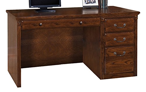 Martin Furniture Huntington Oxford Single Pedestal Computer Desk, Burnish Finish, Fully Assembled