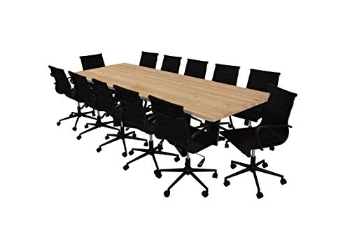 Solis Patio Suprema Conference Table Set, 13-Piece Mid Back Ribbed, Black