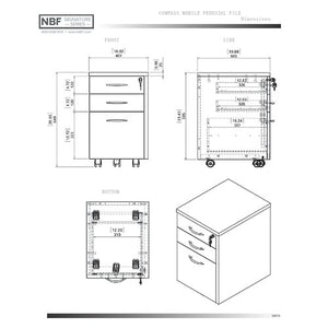 NBF Signature Series Mobile Pedestal File Cabinet - 16" Wx20.25 Dx26 H - Light Brown Woodgrain Laminate