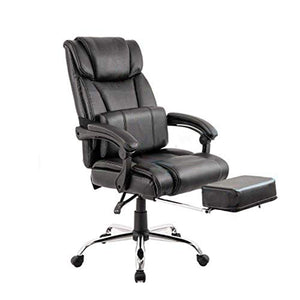 CBLdF Office Chair Pu Leather Double Padded Support with Footrest Seat Cushion