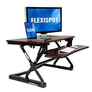 FlexiSpot M2RW Standing Desk - 35 Inch Wide Platform Height Adjustable Stand up Desk Computer Riser with Removable Keyboard Tray (Medium Size River Walnut)