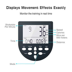 Hotsystem Water Rowing Machine for Home Use, Water Adjustable Resistance Wood Rower with LED Moniter for Whole Body Exercise Indoor Cardio Training