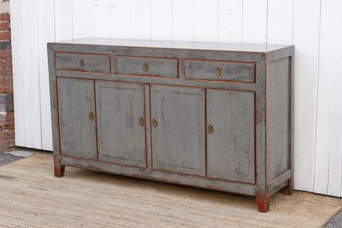 Lschool Gray Shadow Lacquered Asian Credenza