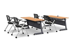 Team Tables Folding 4 Person Training Meeting Seminar Classroom Tables with Z-Base, Power+USB Outlet, and Fold+Nest Storage