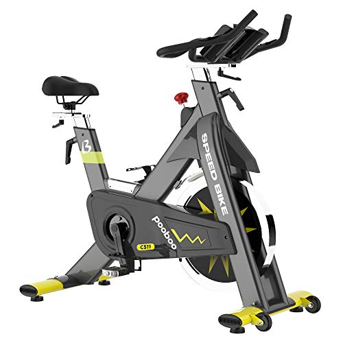 pooboo Indoor Exercise Bike Commercial Stationary Bike Belt Drive Indoor Cycling Bike with 42 LB Flywheel,LCD Monitor (S1)