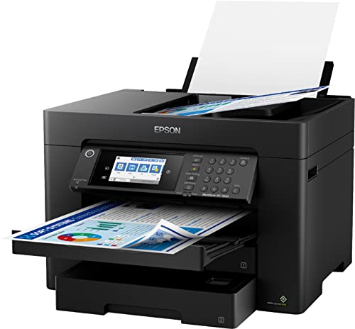 Epson Workforce Pro WF 78-Series Wireless All-in-One Inkjet Printer, Wide-Format Printing up to 13" x 19", Auto Duplex Print, Copy Scan Fax, Two 250-Sheet Trays, 50-Sheet ADF