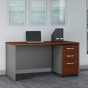 Bush Business Furniture Series C Office Desk with 3 Drawer Mobile File Cabinet, 60W x 30D, Hansen Cherry